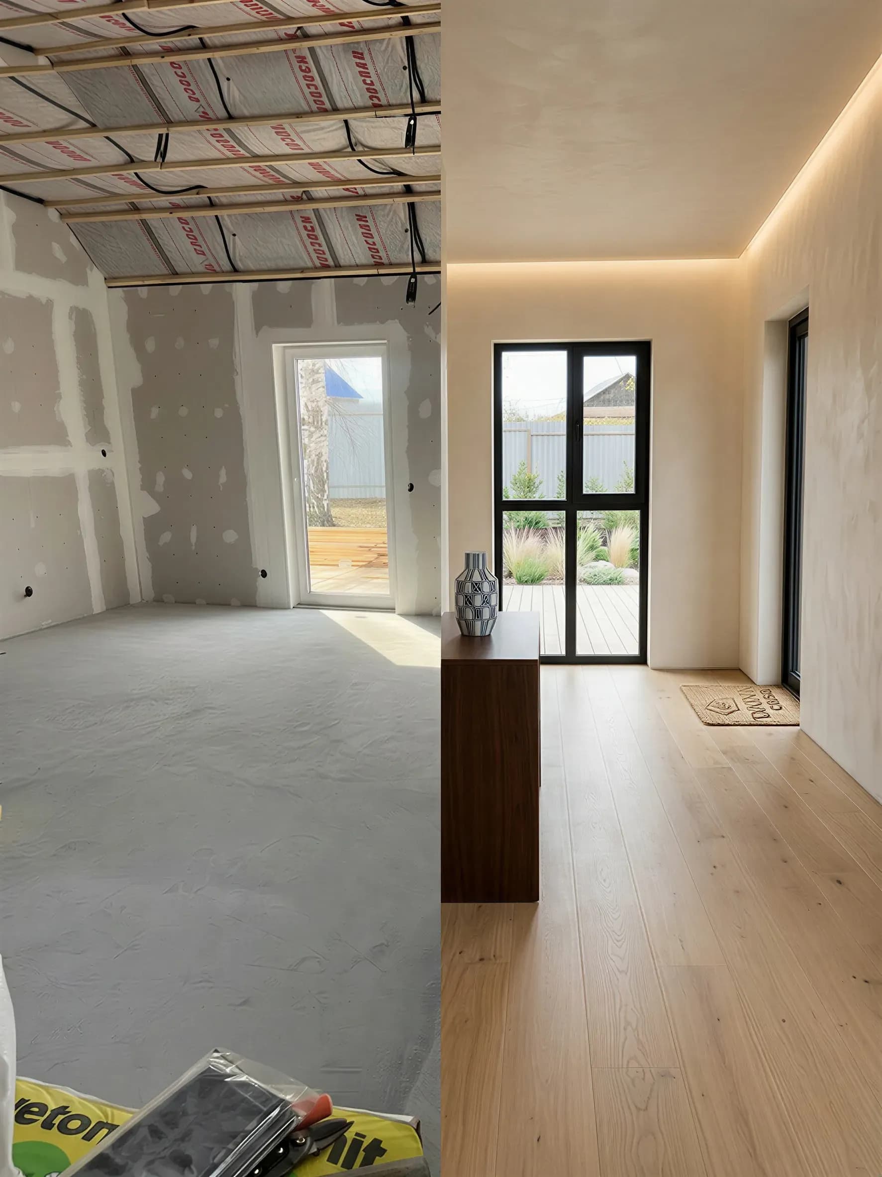 before and Afer. Renovation detail — technical execution