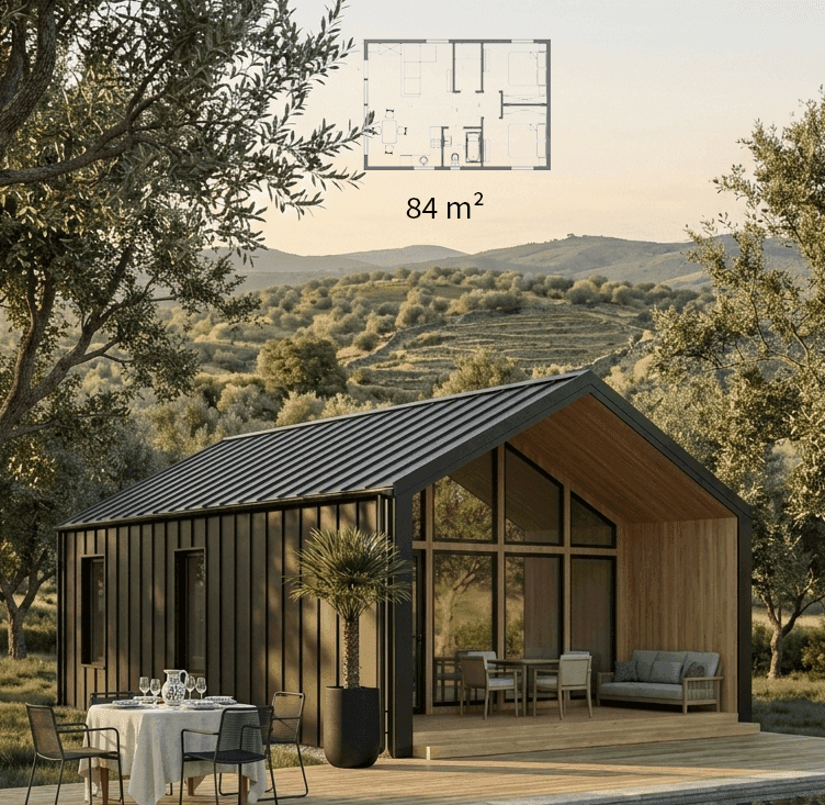 Modern timber barn house with open-plan living area