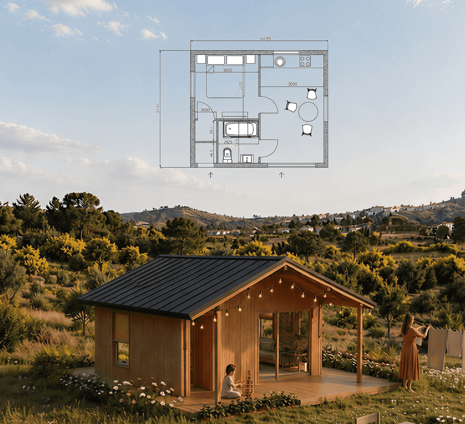 Compact modern wooden tiny house for sale