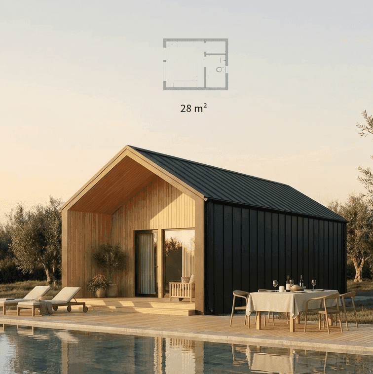 Compact modern wooden house 28 m²
