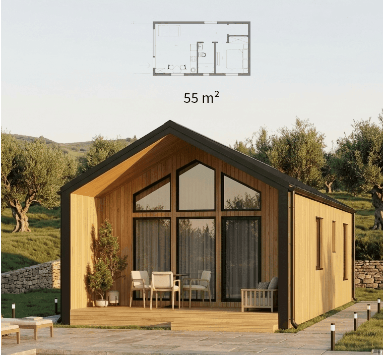 Prefabricated timber house with modern exterior