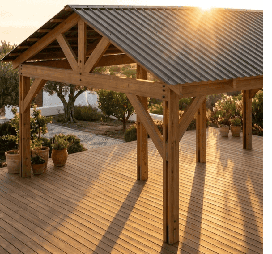 single-slope and double-slope roof for pergola